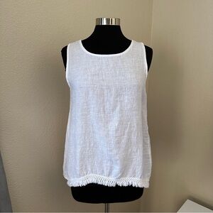 Francesca Bettini White Sleeveless Linen Tank Top Size L